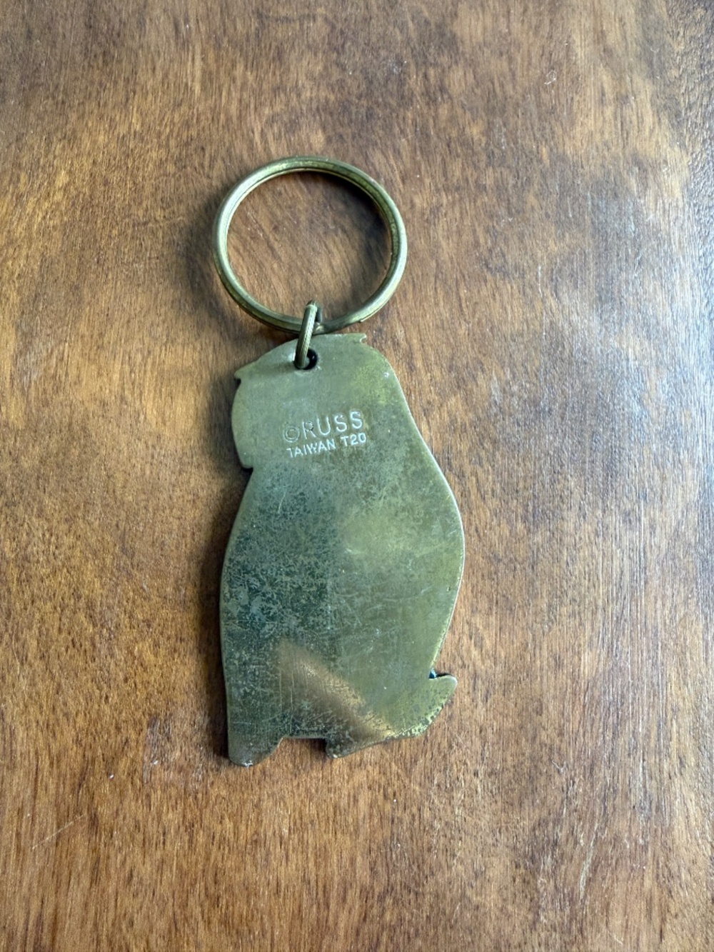 Vintage 1970s Russ Berrie Brass Owl Keychain - Picture 2 of 2